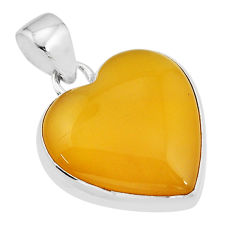 14.47cts natural yellow olive opal heart 925 sterling silver pendant y71495