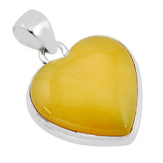 13.46cts natural yellow olive opal heart sterling silver pendant jewelry y71506