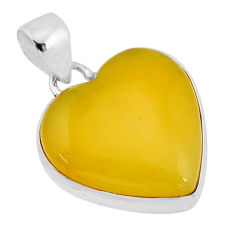 14.14cts natural yellow olive opal heart sterling silver pendant jewelry y71535