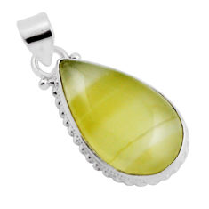 15.53cts natural yellow olive opal pear shape sterling silver pendant n24899