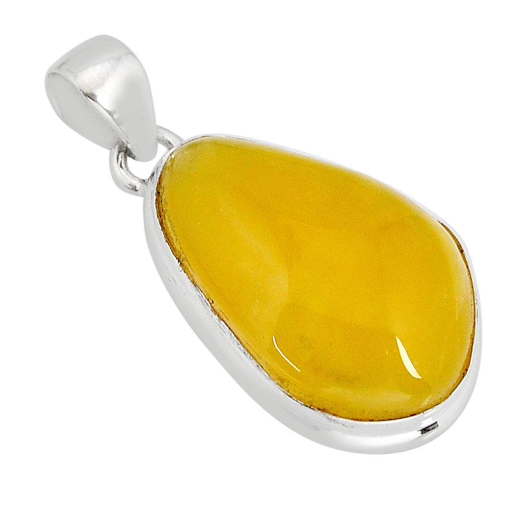 14.59cts natural yellow opal pear 925 sterling silver pendant jewelry y73657