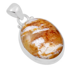 13.56cts natural yellow plume agate 925 sterling silver pendant jewelry n29174