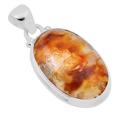 13.15cts natural yellow plume agate 925 sterling silver pendant jewelry n29180