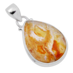 12.65cts natural yellow plume agate 925 sterling silver pendant jewelry n30725