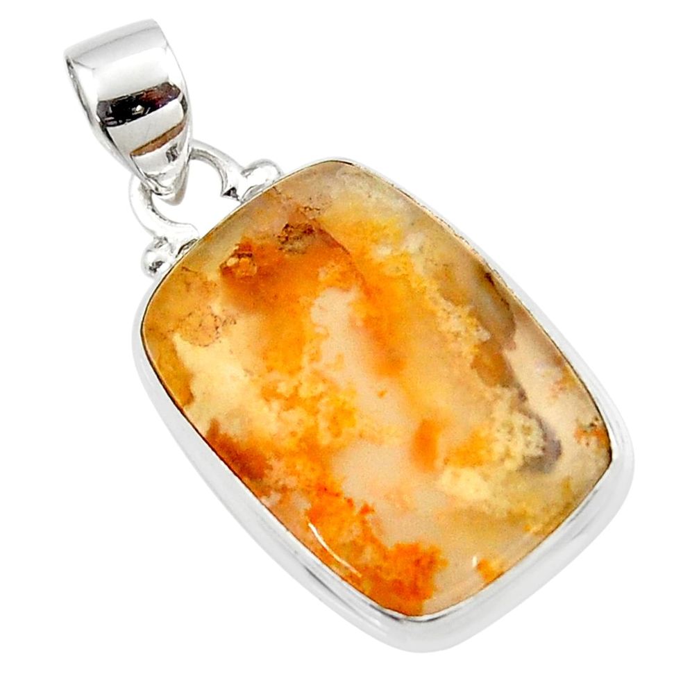 12.65cts natural yellow plume agate 925 sterling silver pendant jewelry r46542