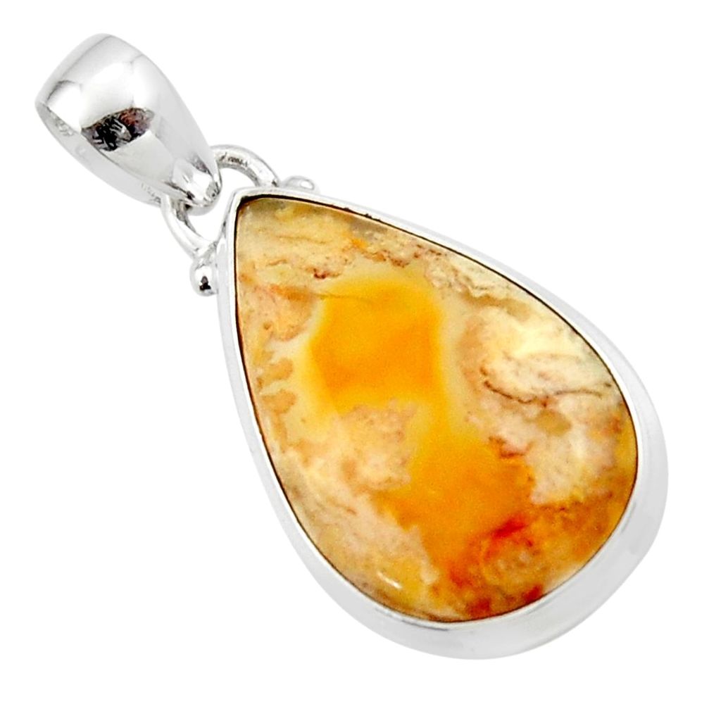 11.90cts natural yellow plume agate 925 sterling silver pendant jewelry r46545