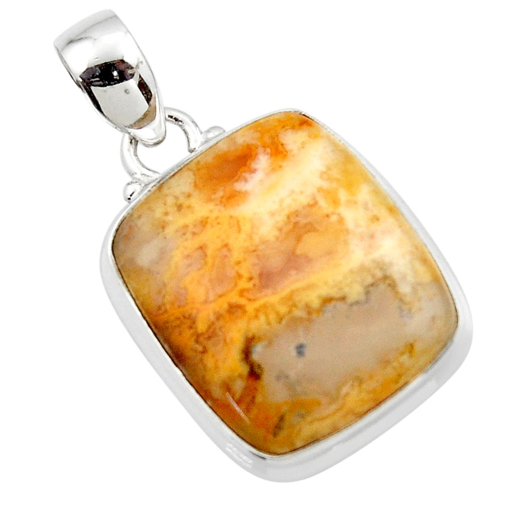 15.72cts natural yellow plume agate 925 sterling silver pendant jewelry r46546