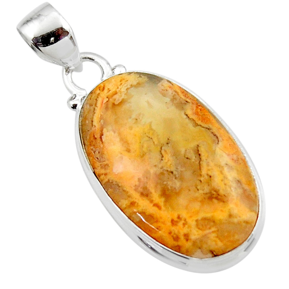 12.05cts natural yellow plume agate 925 sterling silver pendant jewelry r46549