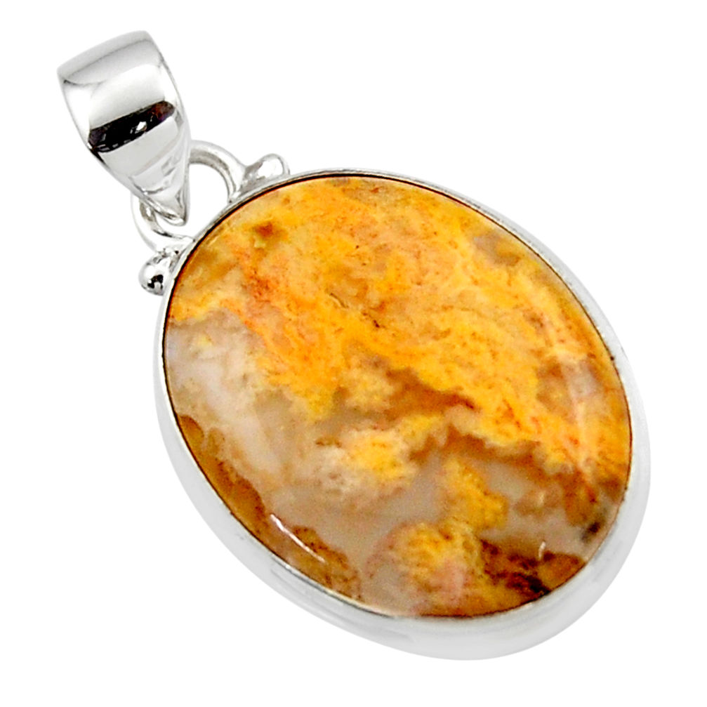 12.60cts natural yellow plume agate 925 sterling silver pendant jewelry r46551