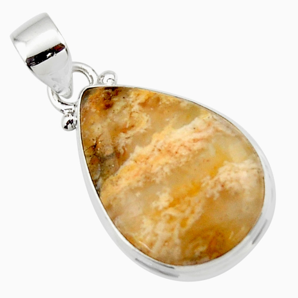 11.70cts natural yellow plume agate 925 sterling silver pendant jewelry r46552