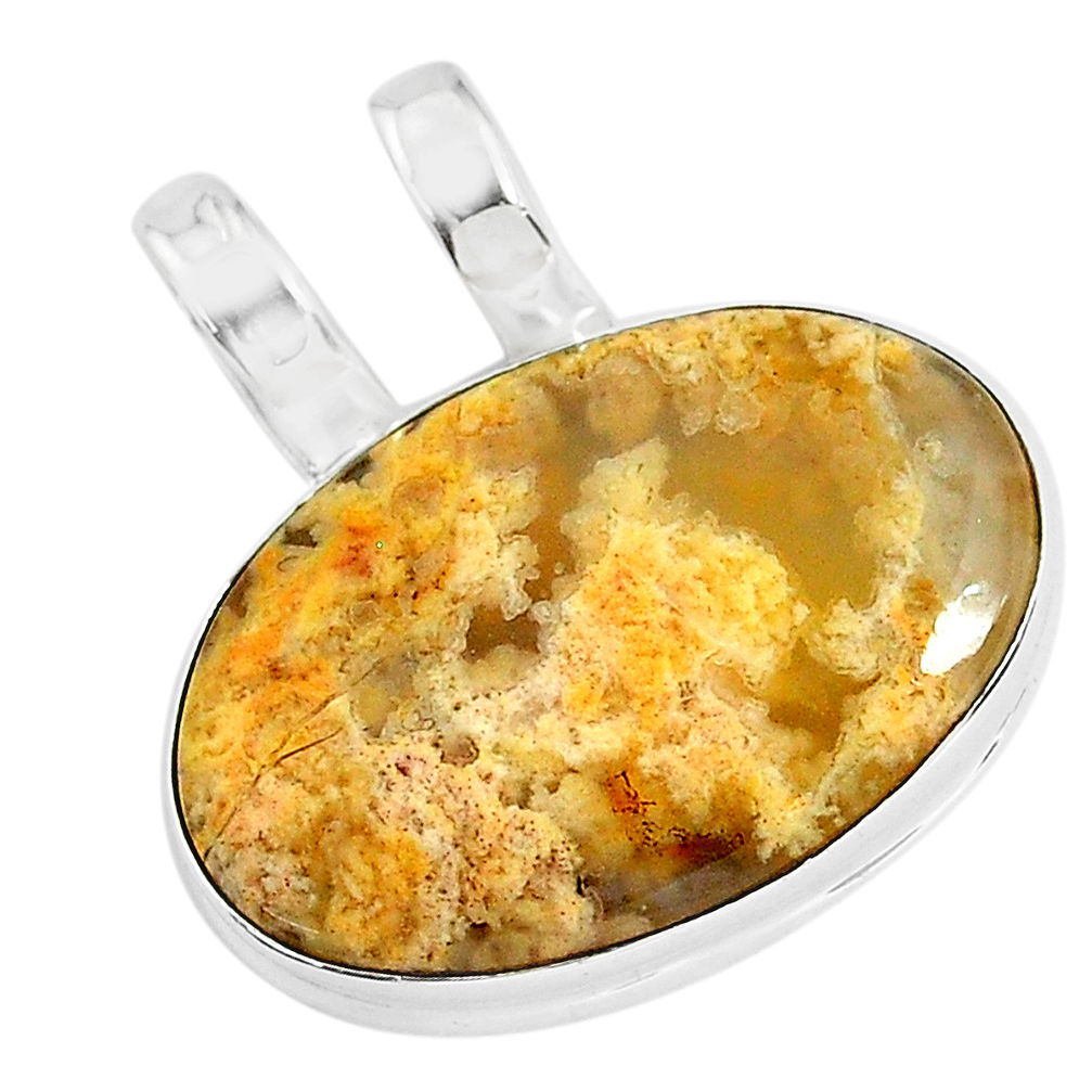 13.67cts natural yellow plume agate 925 sterling silver pendant jewelry r94625