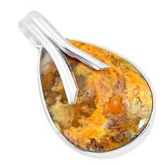 11.73cts natural yellow plume agate 925 sterling silver pendant jewelry r94633