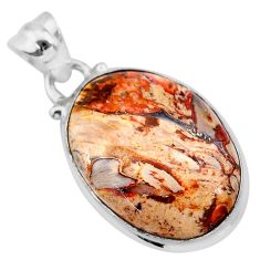 14.23cts natural yellow plume agate 925 sterling silver pendant jewelry t28601