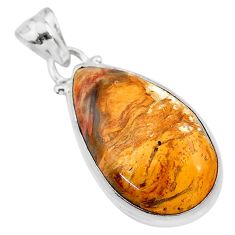 14.12cts natural yellow plume agate 925 sterling silver pendant jewelry t28603