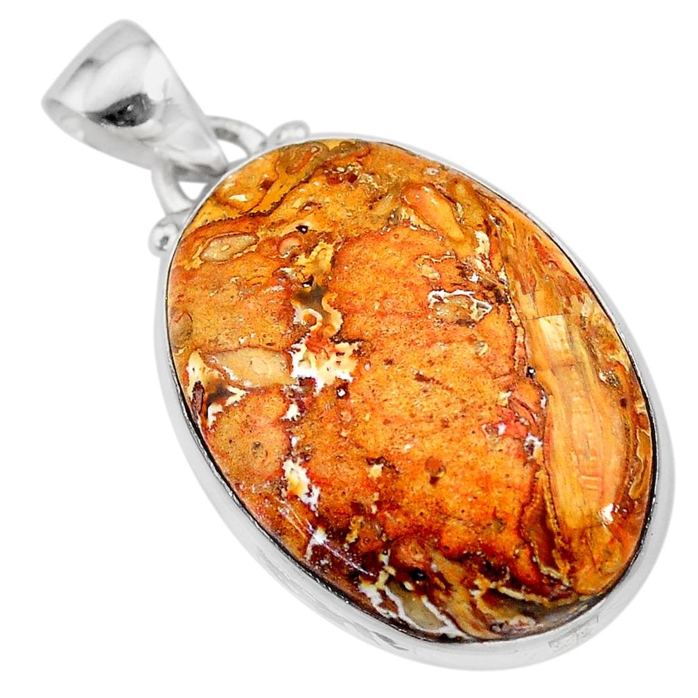 17.22cts natural yellow plume agate 925 sterling silver pendant jewelry t28606