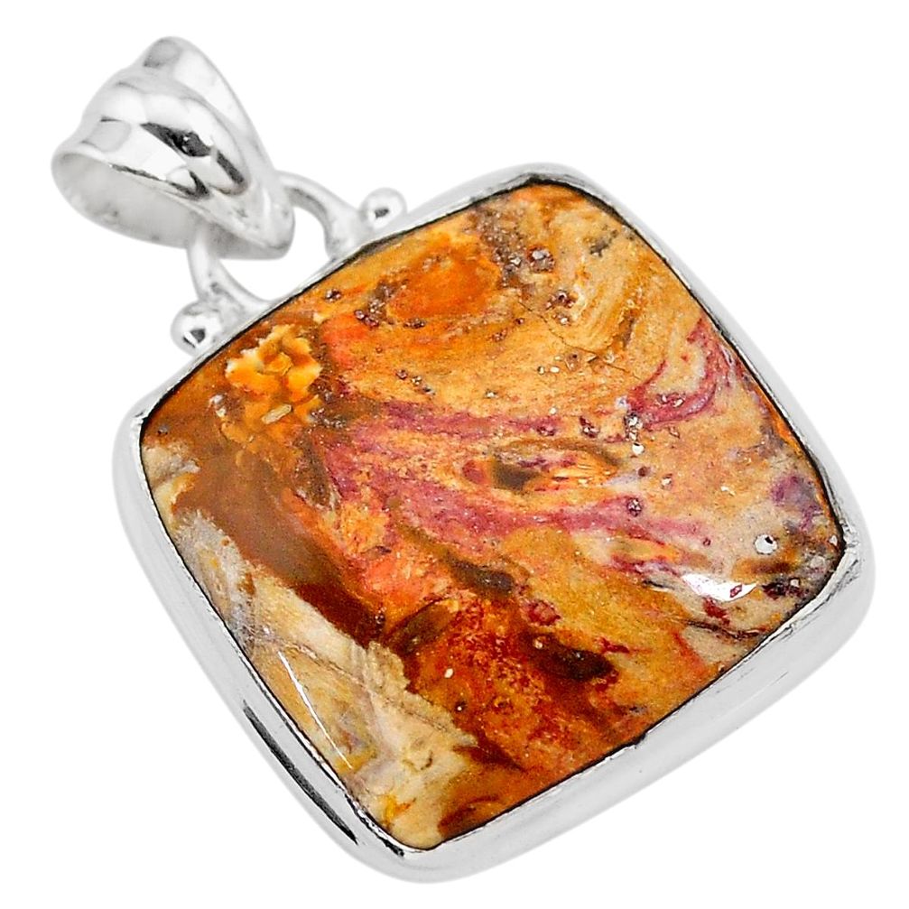 14.20cts natural yellow plume agate 925 sterling silver pendant jewelry t28609
