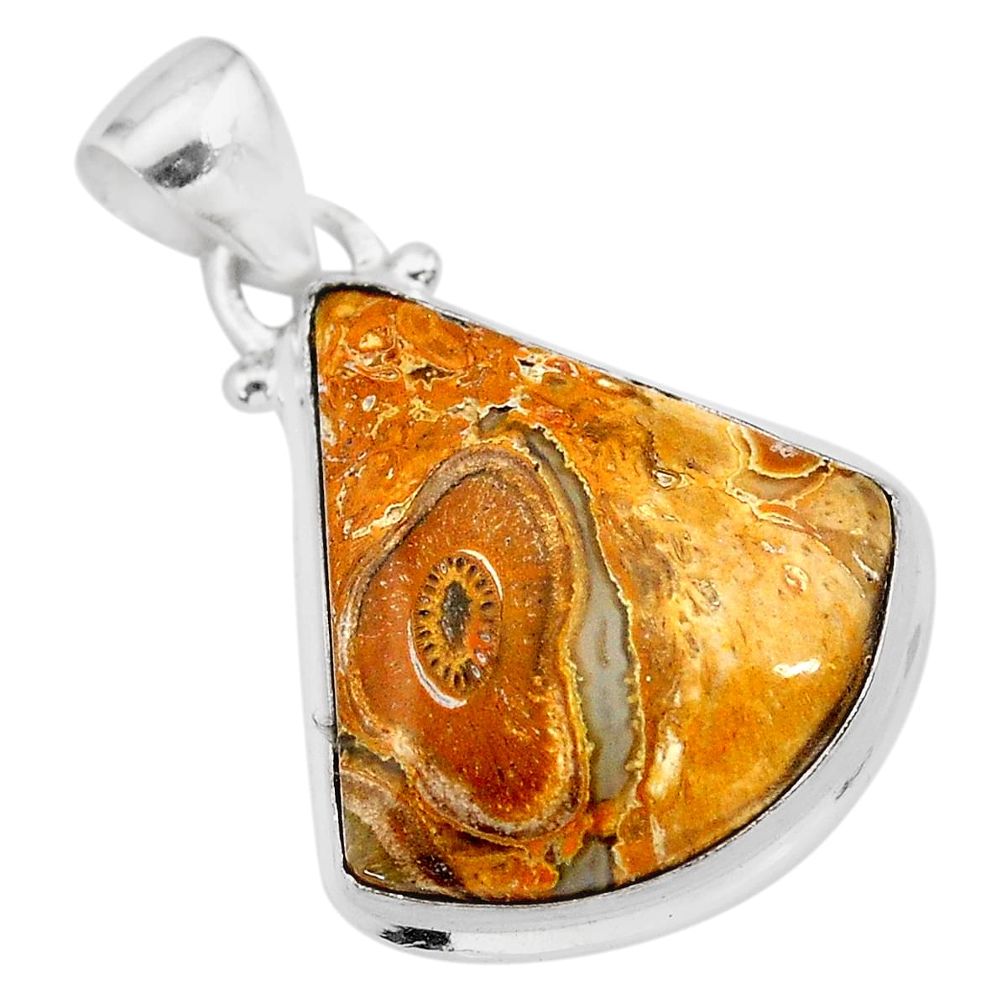 14.23cts natural yellow plume agate 925 sterling silver pendant jewelry t28612