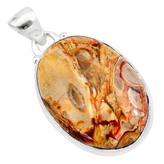 16.70cts natural yellow plume agate 925 sterling silver pendant jewelry t28614