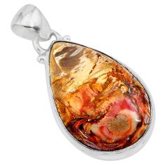15.67cts natural yellow plume agate 925 sterling silver pendant jewelry t28617