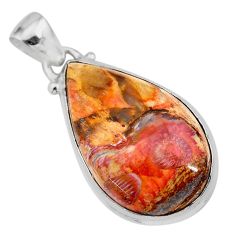 15.65cts natural yellow plume agate 925 sterling silver pendant jewelry t28618