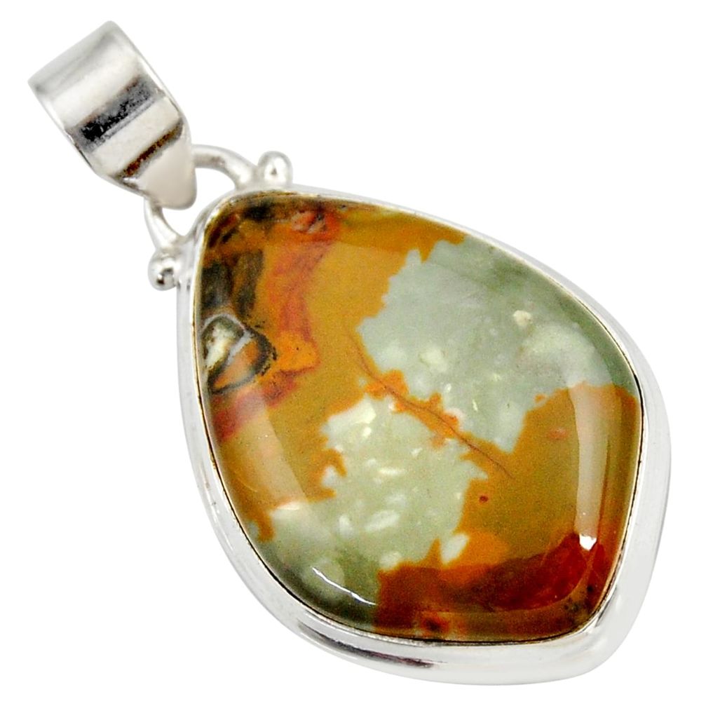 21.42cts natural yellow rocky butte picture jasper 925 silver pendant d41971