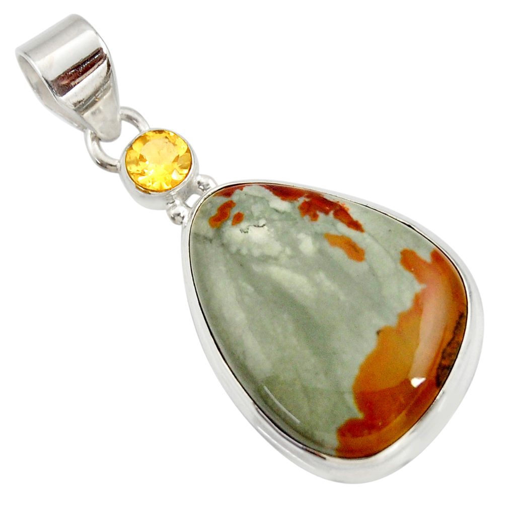  yellow rocky butte picture jasper 925 silver pendant d41972