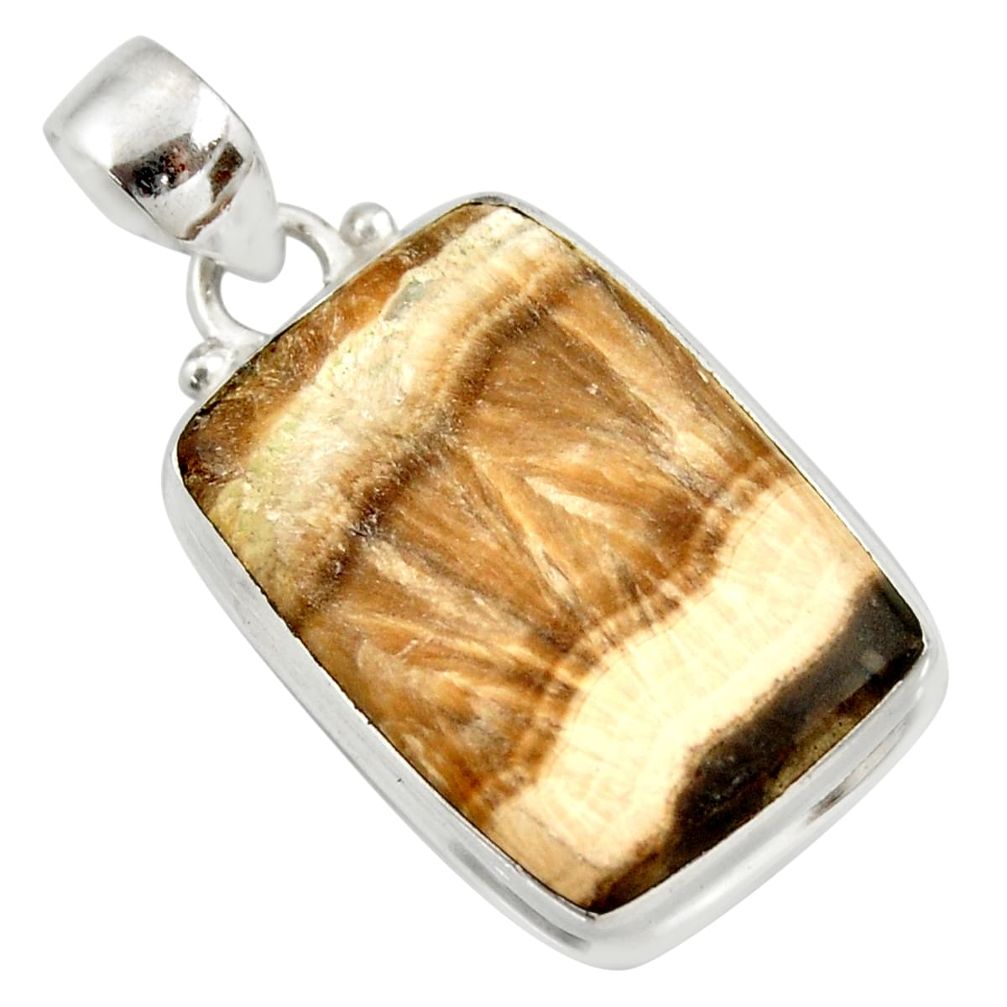 26.14cts natural yellow schalenblende polen 925 sterling silver pendant d41960