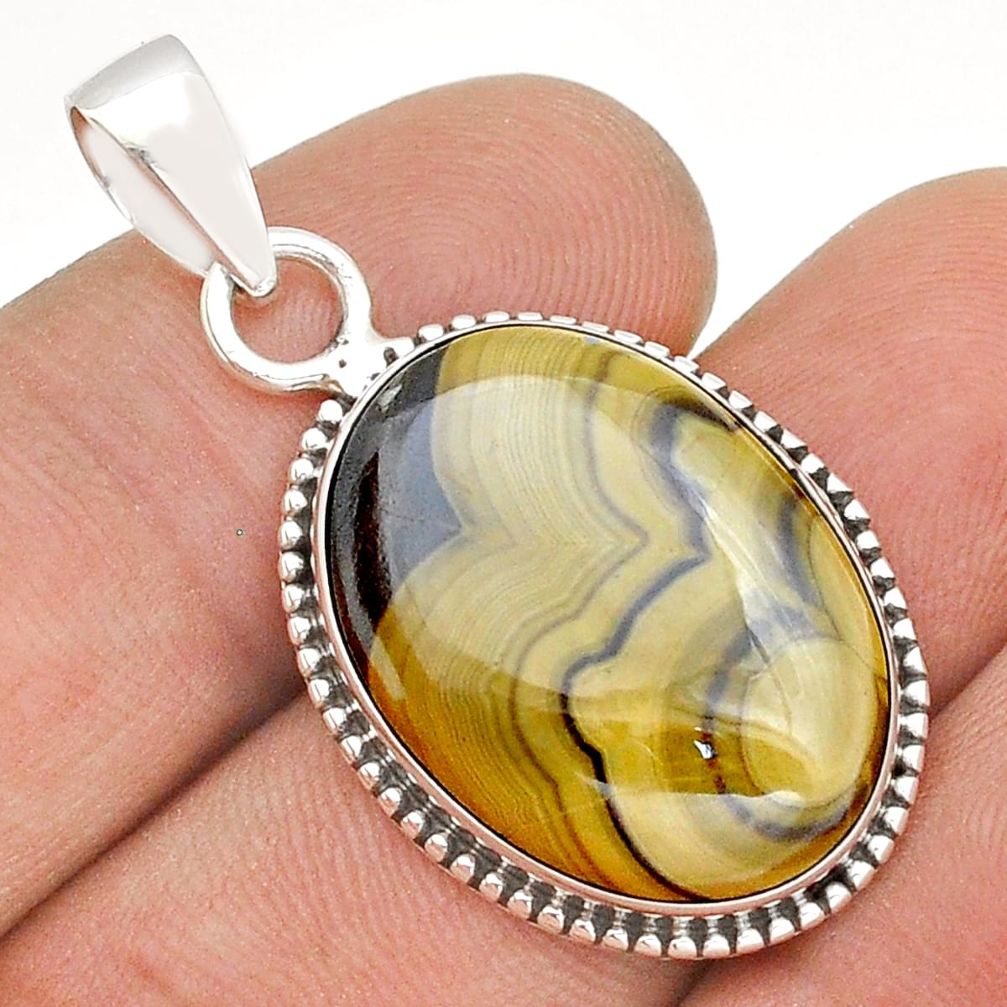 16.87cts natural yellow schalenblende polen 925 sterling silver pendant u86709