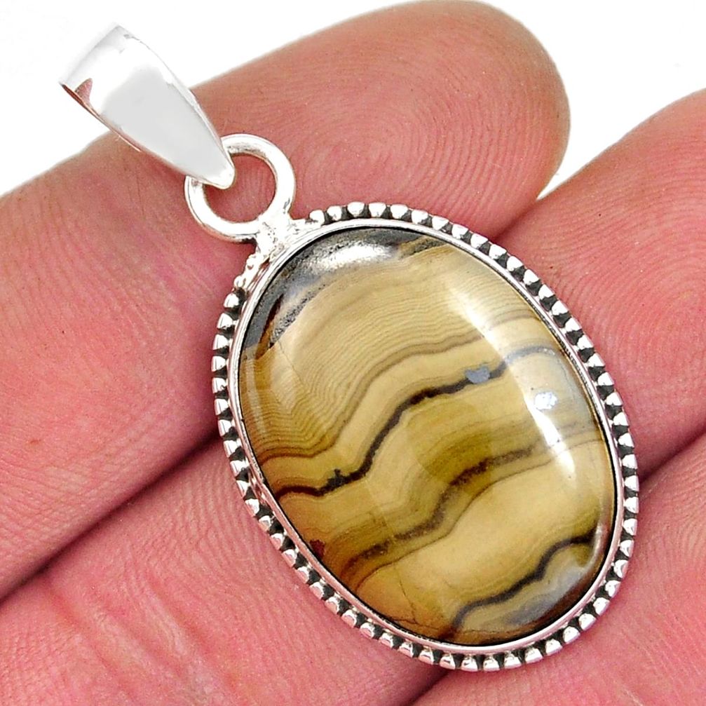 19.27cts natural yellow schalenblende polen 925 sterling silver pendant y21259