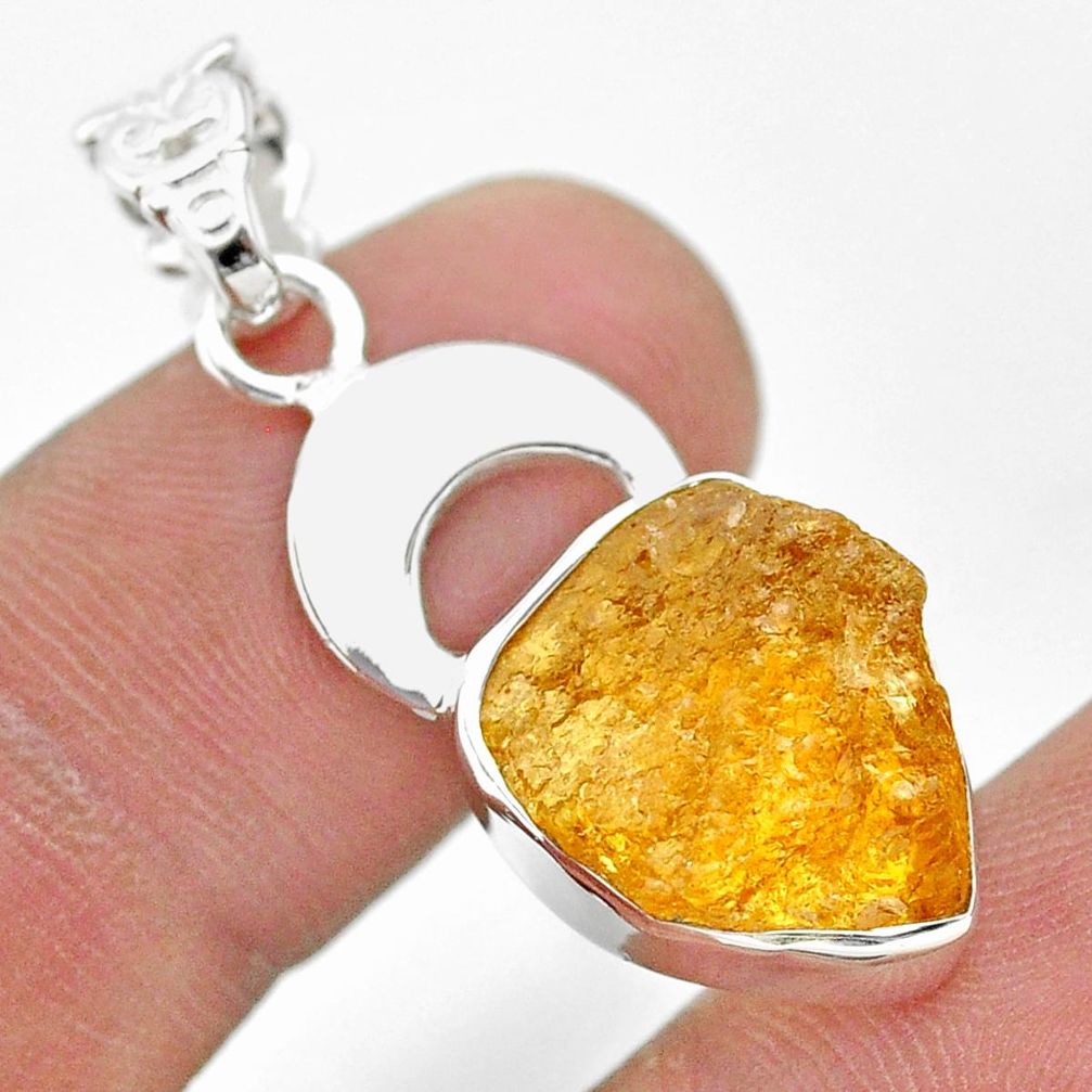9.04cts natural yellow tourmaline 925 sterling silver moon pendant t31006