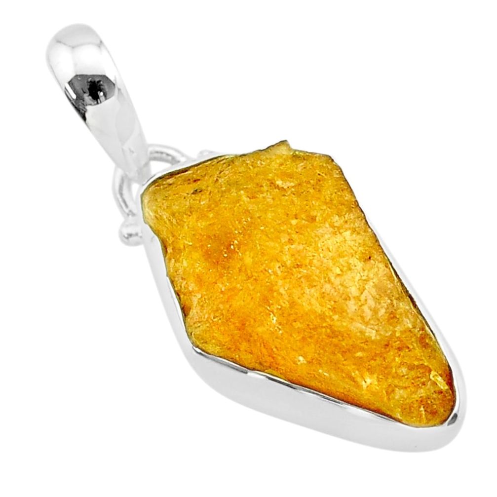 11.57cts natural yellow tourmaline 925 sterling silver pendant t31189