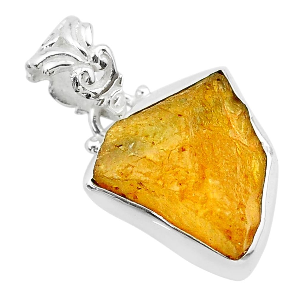 11.20cts natural yellow tourmaline 925 sterling silver pendant t31193