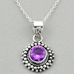 2.41cts necklace natural purple amethyst 925 silver 18' chain pendant u5350