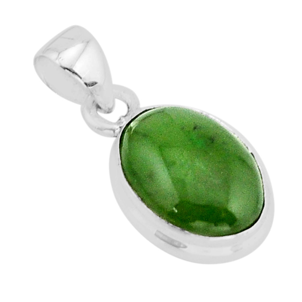 5.72cts nephrite green jade 925 sterling silver pendant jewelry y67046