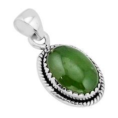 5.87cts nephrite green jade 925 sterling silver pendant jewelry y67055