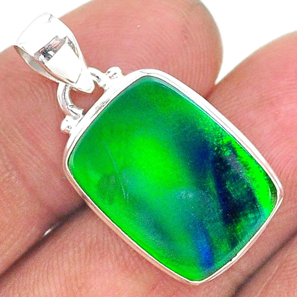 8.83cts northern lights aurora opal (lab) 925 silver pendant jewelry t17014