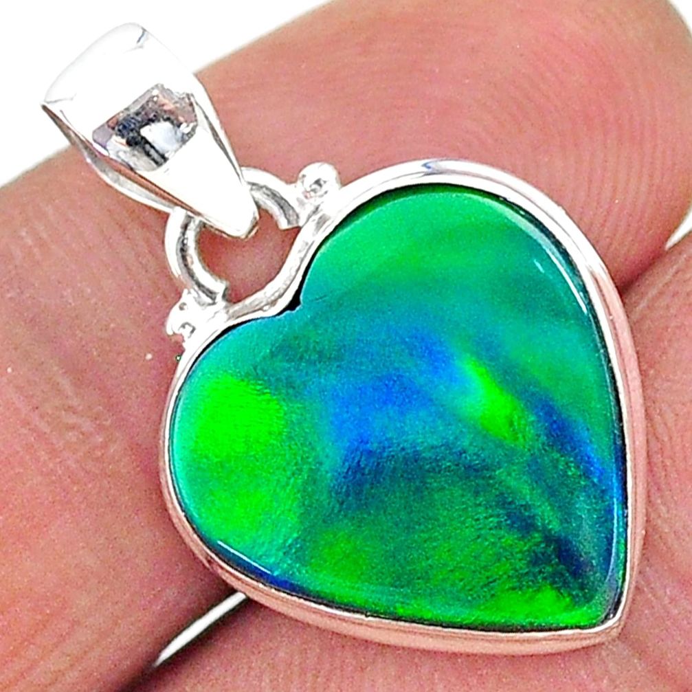 5.42cts northern lights aurora opal (lab) 925 silver pendant jewelry t17061