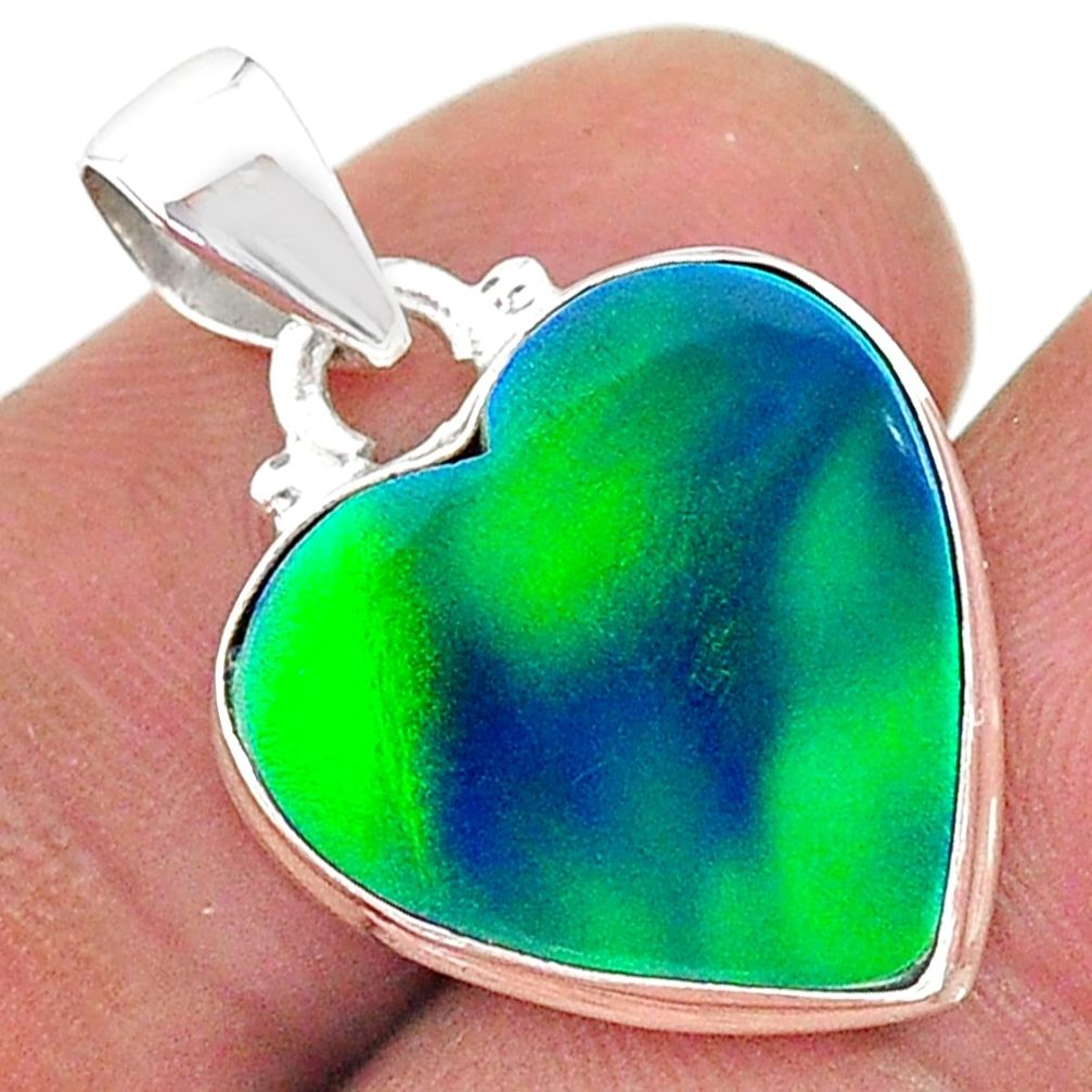 6.43cts northern lights aurora opal (lab) 925 silver pendant jewelry t17071