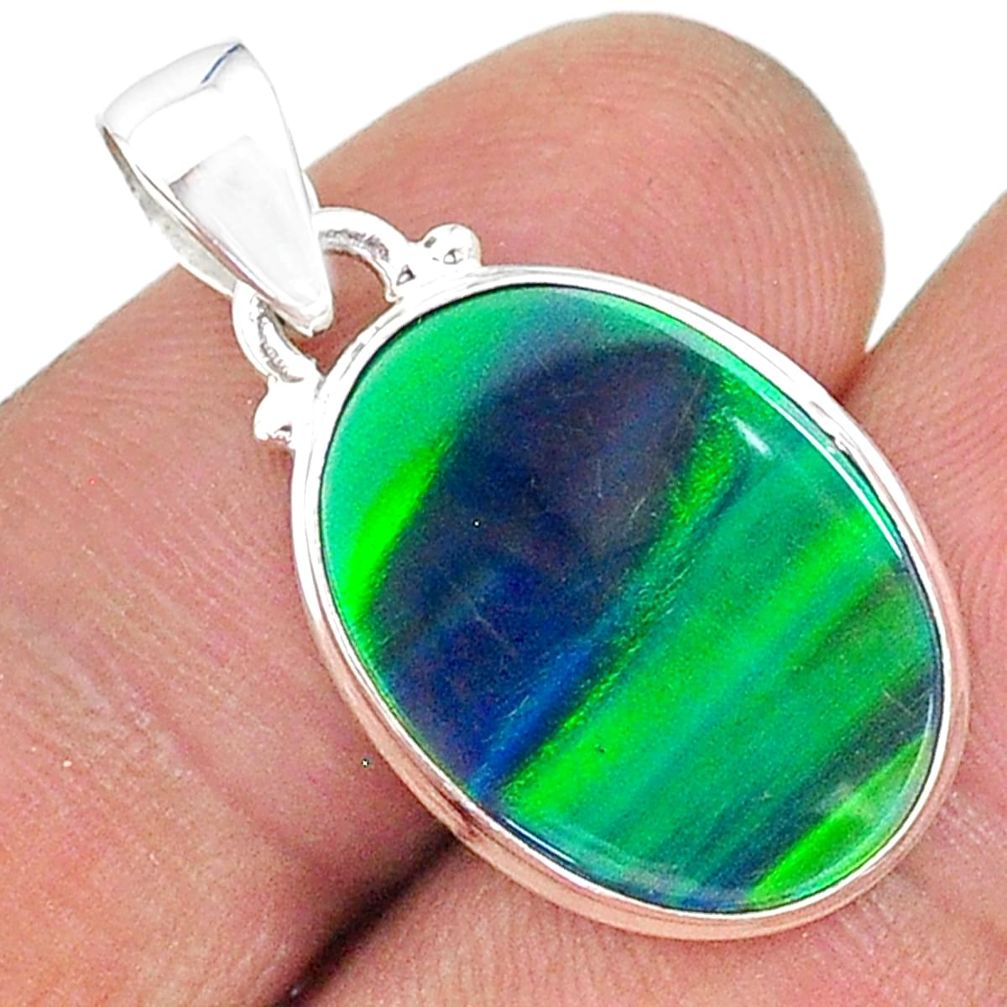 5.42cts northern lights aurora opal (lab) 925 silver pendant jewelry t17112