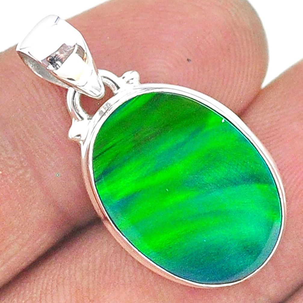 5.93cts northern lights aurora opal (lab) 925 silver pendant jewelry t17119