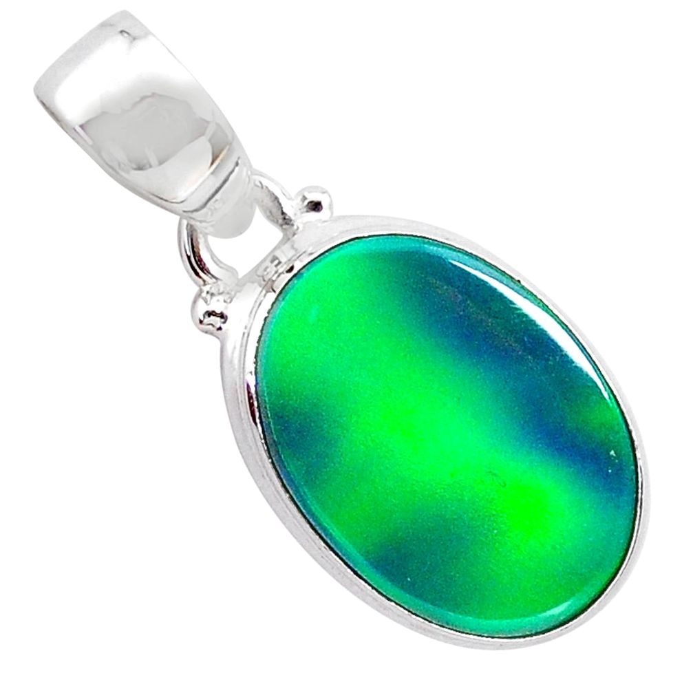 3.65cts northern lights aurora opal (lab) 925 silver pendant jewelry t25802
