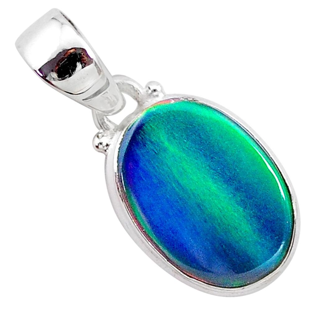 3.29cts northern lights aurora opal (lab) 925 silver pendant jewelry t25805