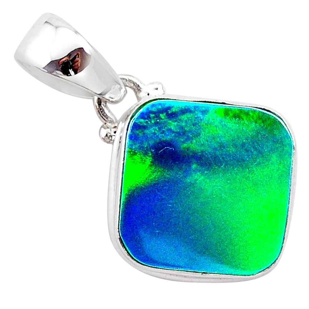 4.10cts northern lights aurora opal (lab) 925 silver pendant jewelry t25806