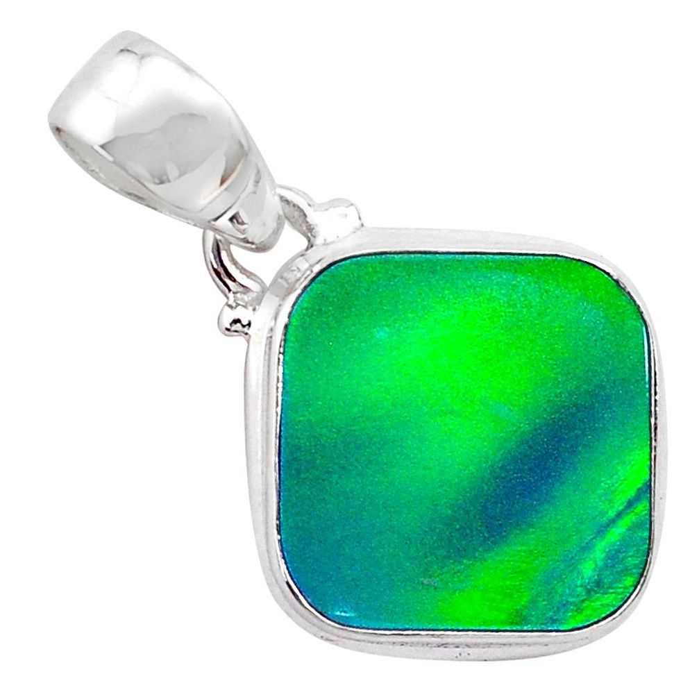 4.09cts northern lights aurora opal (lab) 925 silver pendant jewelry t25816