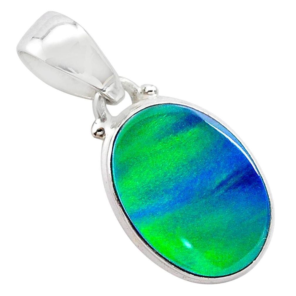 4.07cts northern lights aurora opal (lab) 925 silver pendant jewelry t25821