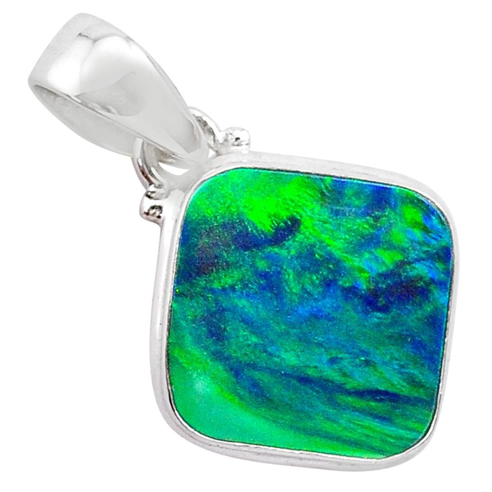 3.65cts northern lights aurora opal (lab) 925 silver pendant jewelry t25825
