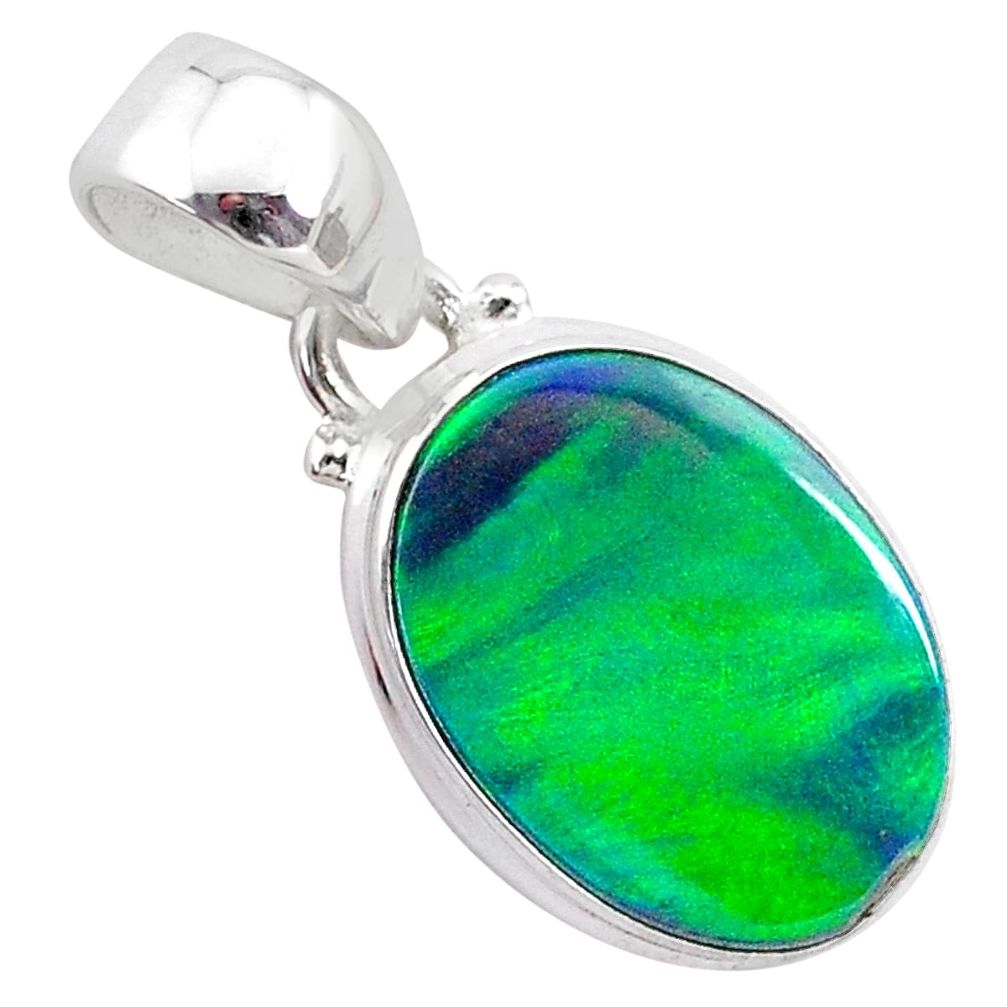 3.67cts northern lights aurora opal (lab) 925 silver pendant jewelry t25832