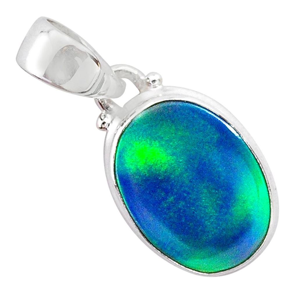 3.71cts northern lights aurora opal (lab) 925 silver pendant jewelry t25842