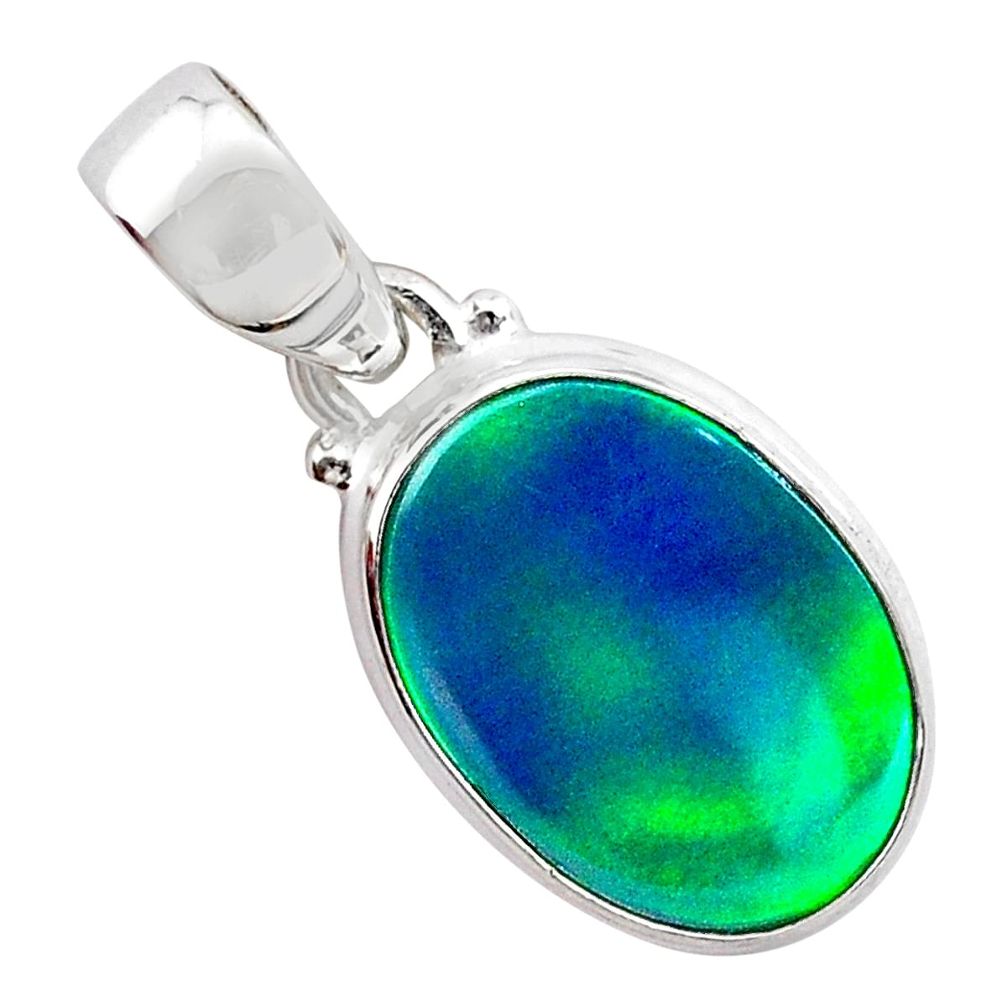 3.29cts northern lights aurora opal (lab) 925 silver pendant jewelry t25843