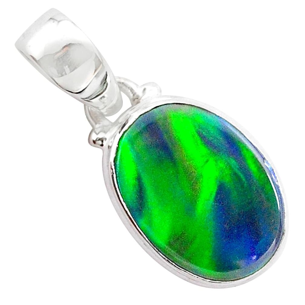 3.37cts northern lights aurora opal (lab) 925 silver pendant jewelry t25848